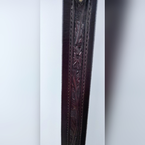 LEATHER MEN'S BELT WESTERN HANDMADE, FILIGREE SILVER BUCKLE, ⭐ CONCHOS Sz 42-46 - Picture 6 of 15